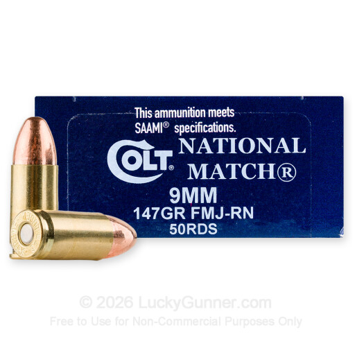 9mm - 147 Grain FMJ - Colt National Match - 50 Rounds