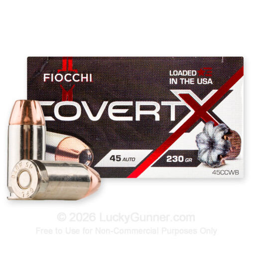 45 ACP - 230 Grain JHP - Fiocchi CovertX - 20 Rounds