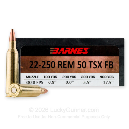 22-250 Rem - 50 gr TSX FB - Barnes Vor-Tex - 20 Rounds