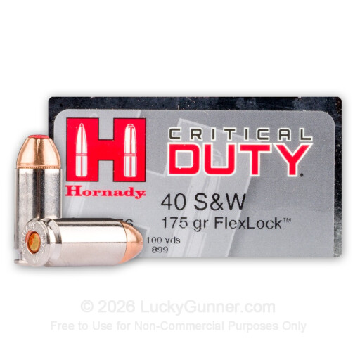 40 S&W - 175 Grain FlexLock JHP - Critical Duty - Hornady - 20 Rounds