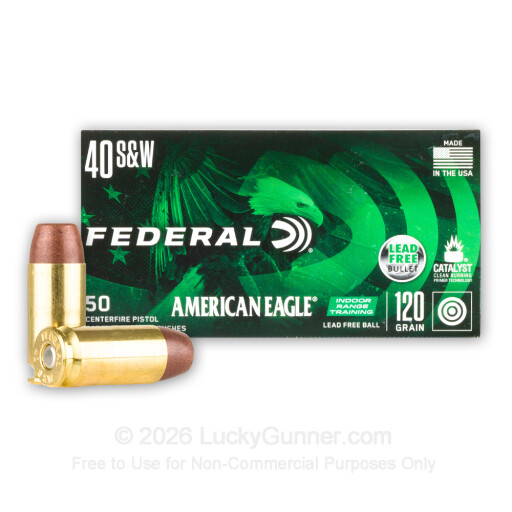 40 S&W - 120 Grain FMJ Lead-Free - Federal American Eagle Indoor Range Training - 50 Rounds