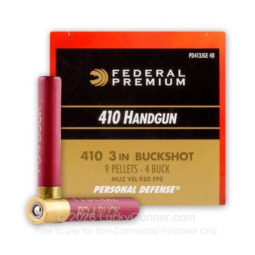 410 Bore - 3" 9 Pellets #4 Buck - Federal Personal Defense - 20 Rounds