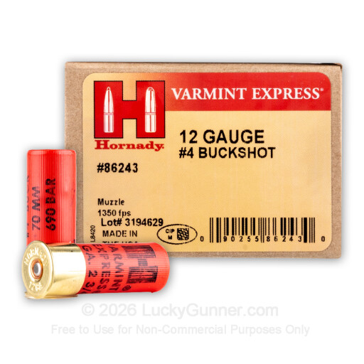 12 Gauge - 2-3/4" #4 Buck - Hornady Varmint Express - 10 Rounds
