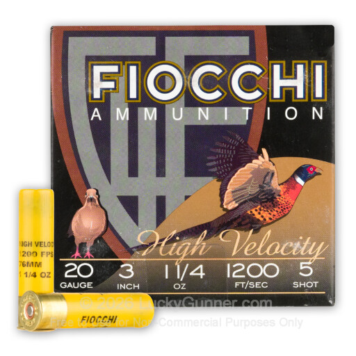 20 Gauge - 3" 1-1/4oz. #5 Shot - Fiocchi - 25 Rounds