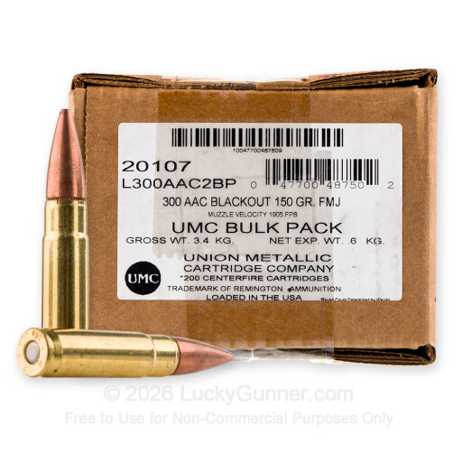 300 AAC Blackout - 150 Grain FMJ - Remington UMC - 200 Rounds