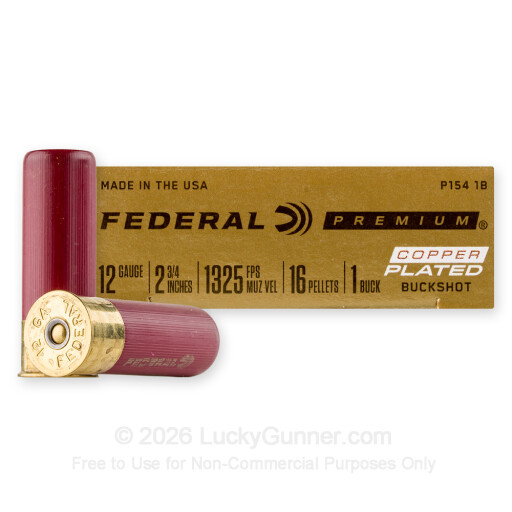 12 Gauge - 2-3/4" 16 Pellets #1 Buck - Federal - 250 Rounds