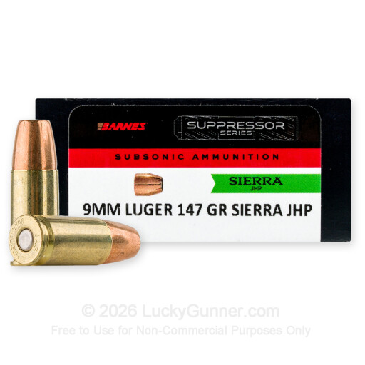 9mm - 147 Grain Sierra JHP - Barnes Suppressor Series - 50 Rounds