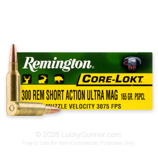 300 Remington Short Action Ultra Mag - 165 Grain PSP - Remington Core-Lokt - 20 Rounds
