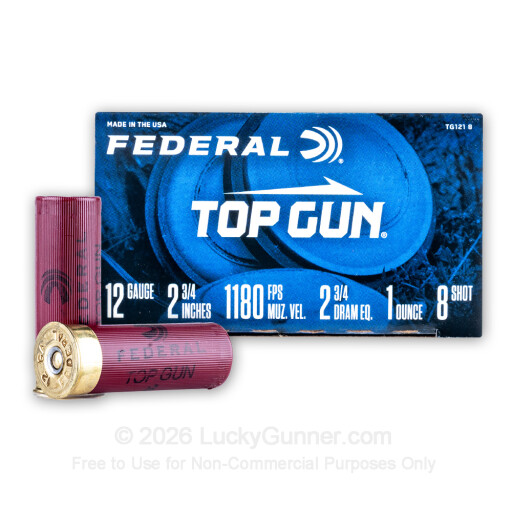 12 ga - 2-3/4" Lead Shot Target Load - 1 oz - #8 - Federal Top Gun - 25 Rounds