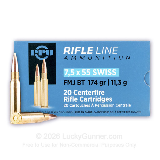 7.5x55 Swiss (Schmidt-Rubin) - 174 gr FMJBT- Prvi Partizan - 20 Rounds
