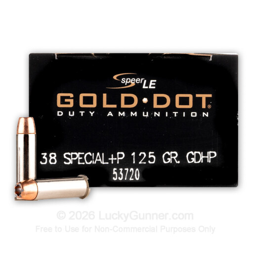 38 Special +P - 125 gr JHP - Speer Gold Dot - 1000 Rounds