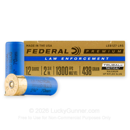 12 Gauge - 2-3/4" 1 oz. Rifled Slug - Federal Tactical TruBall Low Recoil  - 250 Rounds