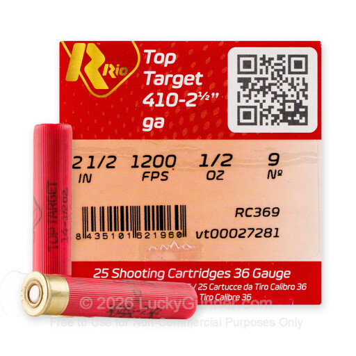 410 Bore - 2-1/2" 1/2oz. #9 Shot - Rio Top Target - 25 Rounds