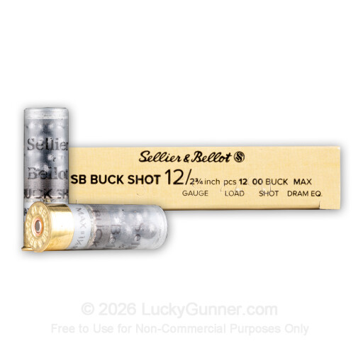 12 Gauge - 2-3/4" 12 Pellets 00 Buck - Sellier & Bellot - 250 Rounds