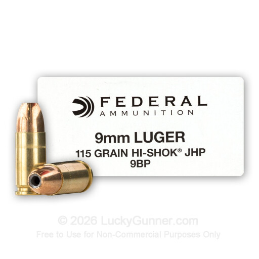9mm - 115 Grain Hi-Shok JHP - Federal Classic - 1000 Rounds