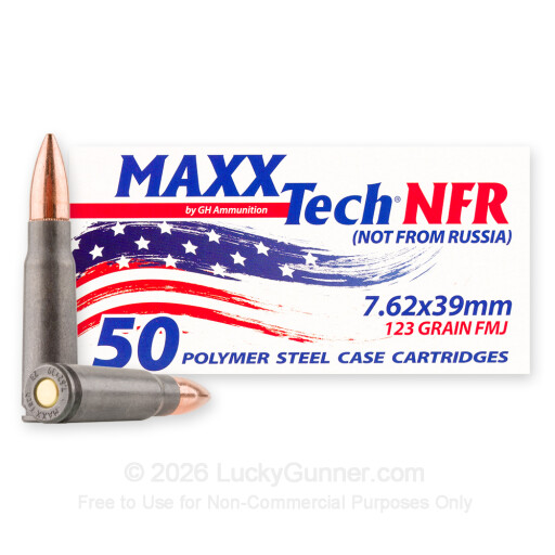 7.62x39 - 123 Grain FMJ - MAXX Tech NFR - 50 Rounds