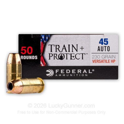 45 ACP - 230 Grain VHP - Federal Train + Protect - 500 Rounds