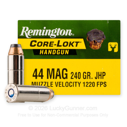 44 Magnum - 240 Grain JHP - Remington Core-Lokt - 20 Rounds