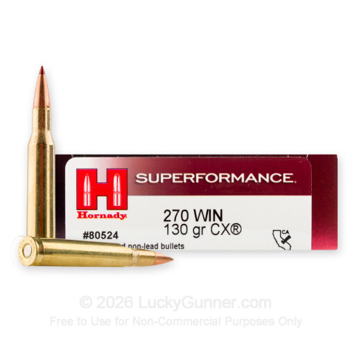 270 - 130 Grain CX - Hornady Superformance - 20 Rounds