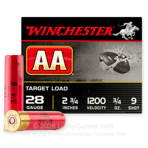 28 Gauge - 2-3/4" 3/4 oz. #9 Shot - Winchester AA Target - 25 Rounds