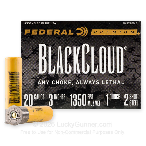 20 Gauge - 3" 1oz. #2 Steel Shot - Federal Black Cloud FS Steel - 25 Rounds