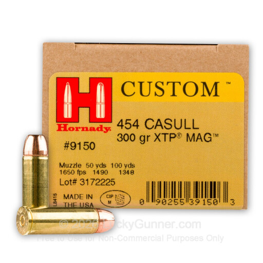 454 Casull - 300 gr JHP XTP - Hornady Custom - 20 Rounds