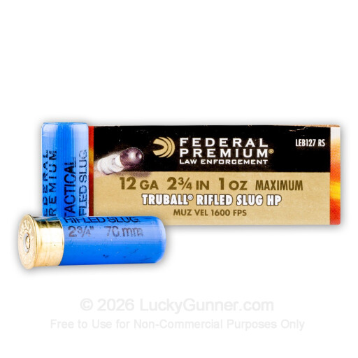12 Gauge - 2-3/4" 1oz Slug - Federal LE TruBall - 250 Rounds
