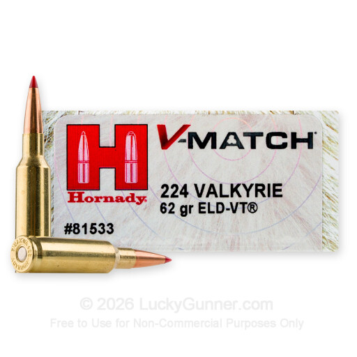 224 Valkyrie - 62 Grain ELD-VT - Hornady V-Match - 20 Rounds