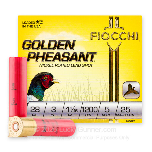 28 Gauge - 3" 1-1/16oz. #5 Shot - Fiocchi Golden Pheasant - 25 Rounds