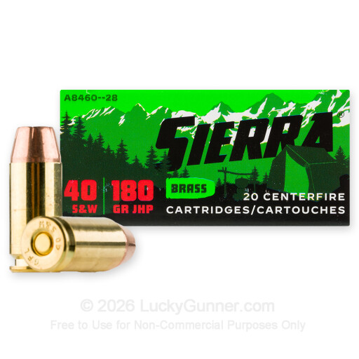40 S&W - 180 Grain JHP - Sierra Outdoor Master - 20 Rounds