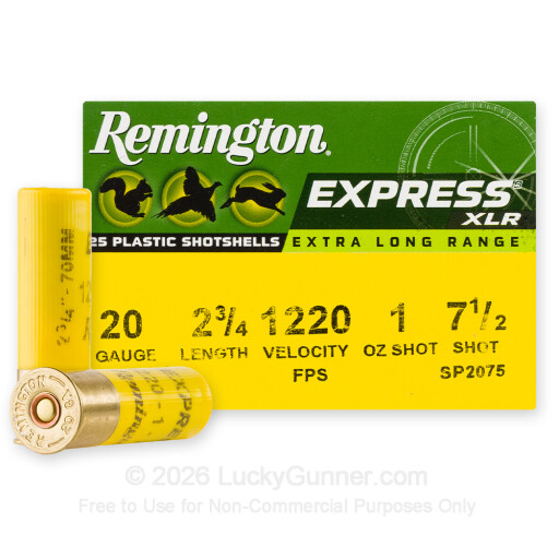 20 Gauge - 2-3/4" 1oz. #7.5 Shot - Remington Express XLR - 25 Rounds