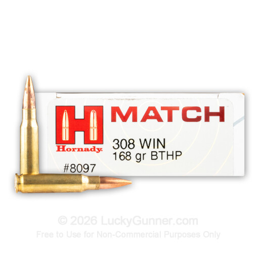 308 - 168 Grain BTHP - Hornady Match - 20 Rounds