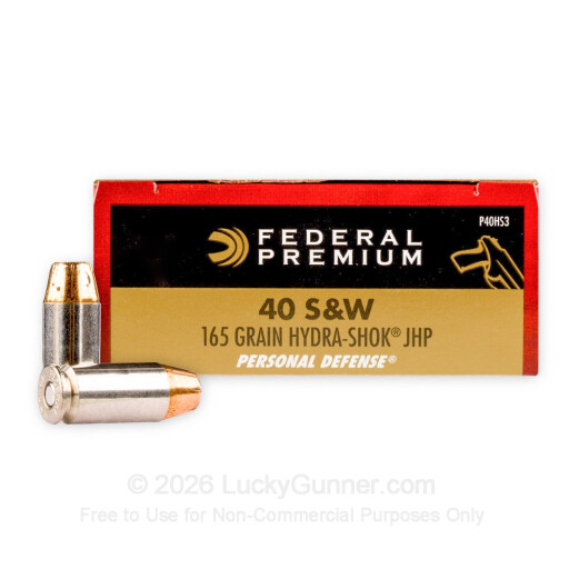 40 S&W - 165 Grain Hydra-Shok JHP - Federal Premium - 500 Rounds