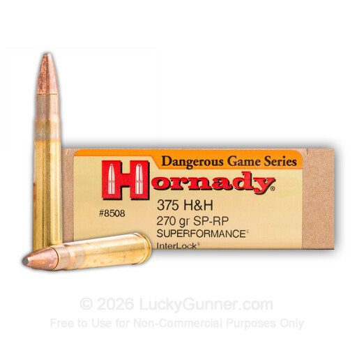 375 H&H Magnum - 270 Grain InterLock SP-RP - Hornady Superformance - 20 Rounds