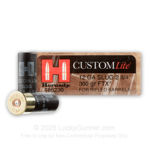12 Gauge - 2-3/4" 300 Grain FTX Light Slug (Rifled Barrels Only) - Hornady SST - 5 Rounds