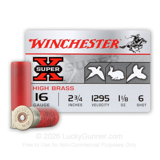 16 Gauge - 2-3/4" 1-1/8 oz. #6 Shot - Winchester Super-X - 250 Rounds