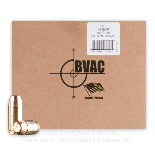 40 S&W - 180 Grain FMJ - BVAC - Remanufactured - 500 Rounds
