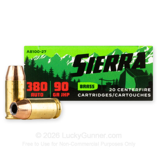 380 Auto - 90 Grain JHP - Sierra Outdoor Master - 20 Rounds