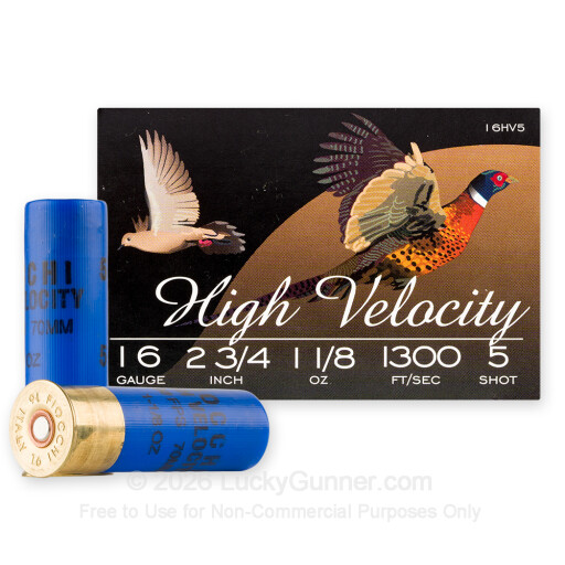 16 Gauge - 2-3/4" 1-1/8oz. #5 Shot - Fiocchi - 250 Rounds