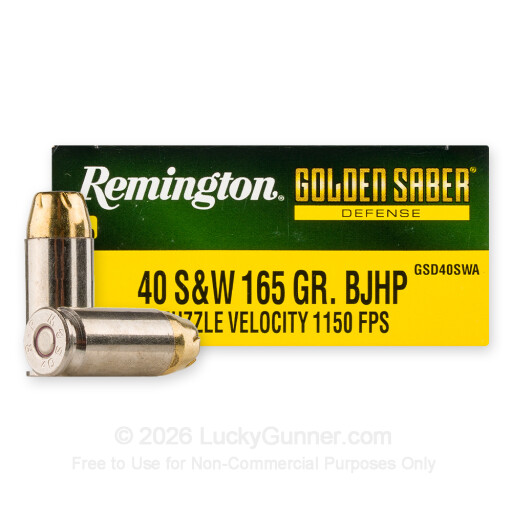 40 S&W - 165 Grain BJHP - Remington Golden Saber Defense - 20 Rounds