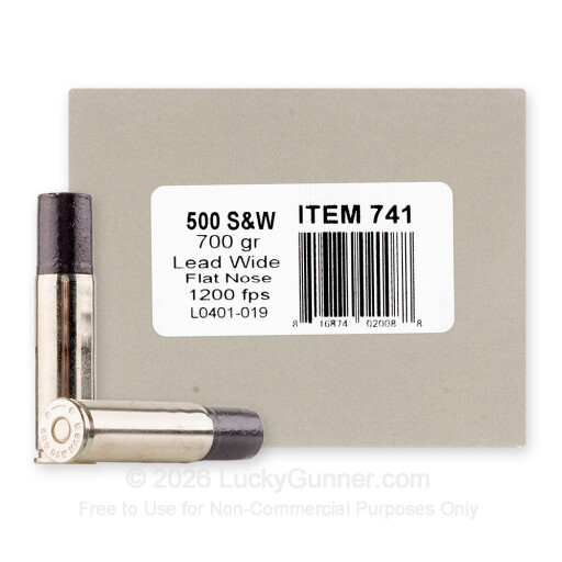 500 S&W Magnum - 700 Grain Wide Flat Nose Hard Cast - Underwood - 20 Rounds