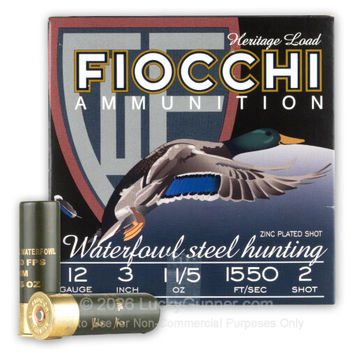 12 Gauge - 3" 1-1/5oz. #2 Steel Shot - Fiocchi - 25 Rounds