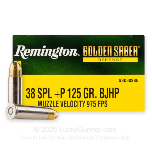 38 Special - +P 125 Grain BJHP - Remington Golden Saber Defense - 20 Rounds