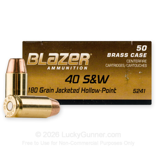 40 S&W - 180 Grain JHP - Blazer Brass - 50 Rounds