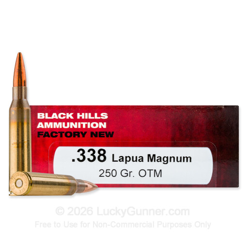 338 Lapua Mag - 250 Grain OTM - Black Hills - 20 Rounds
