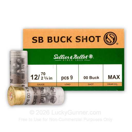 12 Gauge - 2-3/4" 9 Pellets 00 Buck - Sellier & Bellot - 250 Rounds