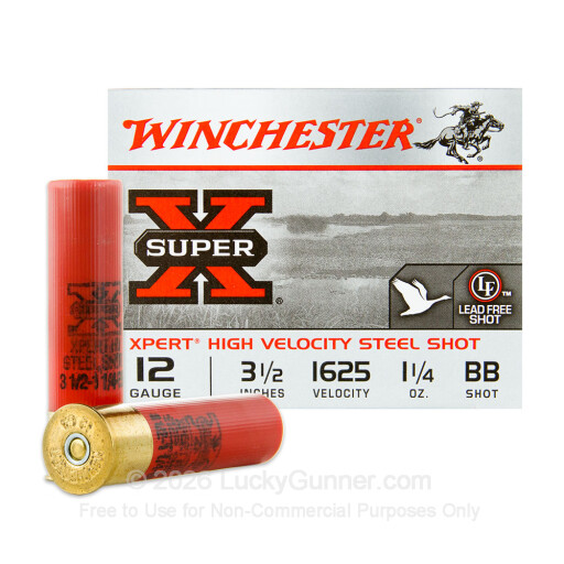 12 Gauge - 3-1/2" Steel Shot  - 1-1/4 oz. #BB - Winchester Super-X High Velocity - 25 Rounds