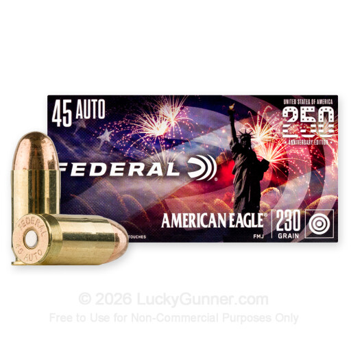 45 ACP - 230 Grain FMJ - Federal 250th Anniversary USA - 1000 Rounds