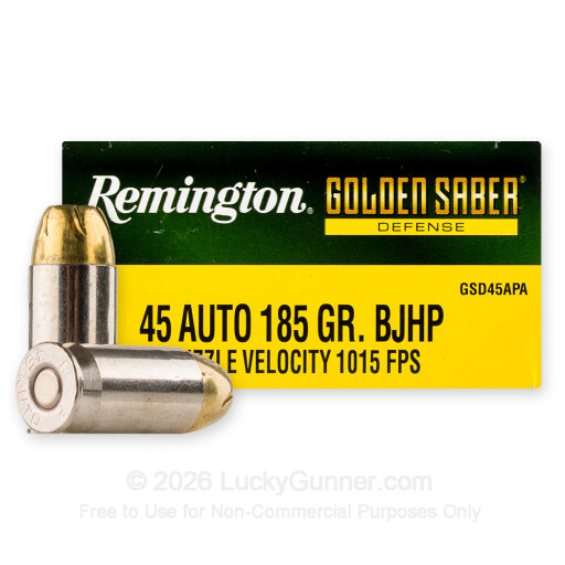 45 ACP - 185 Grain BJHP - Remington Golden Saber Defense - 20 Rounds