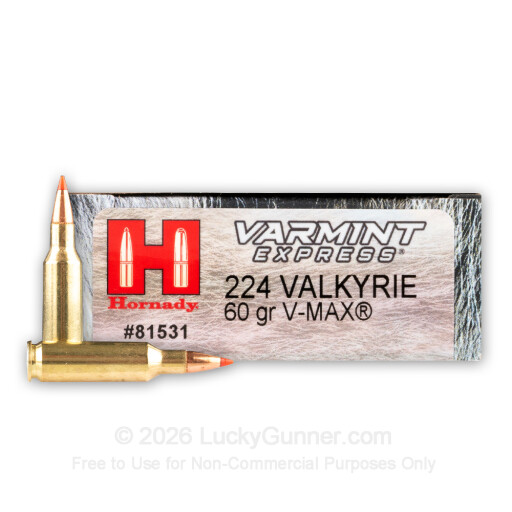 224 Valkyrie - 60 Grain V-MAX - Hornady Varmint Express - 20 Rounds